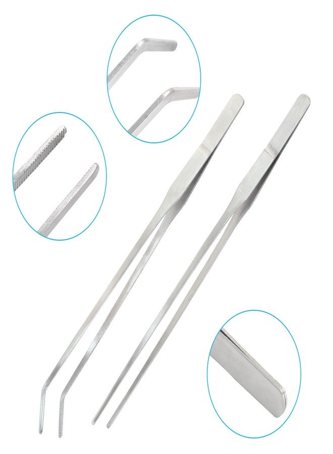 Coufce 2PCS Stainless Steel Reptile Feeding Tongs, Long Tweezers Aquarium Terrarium Feeder Tools for Reptiles, Lizards, Snakes (Straight and Curved) - Image 4